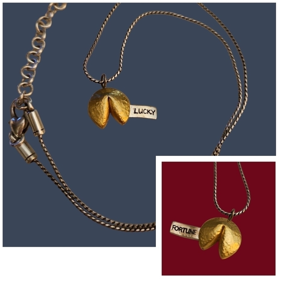 BRIGHTON Dainty Two-tone Lucky Fortune Cookie Pendant Necklace
